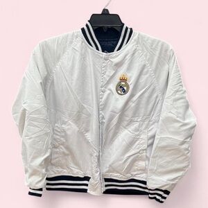 Womens Real Madrid Vintage Y2K Bomber Jacket Size Small